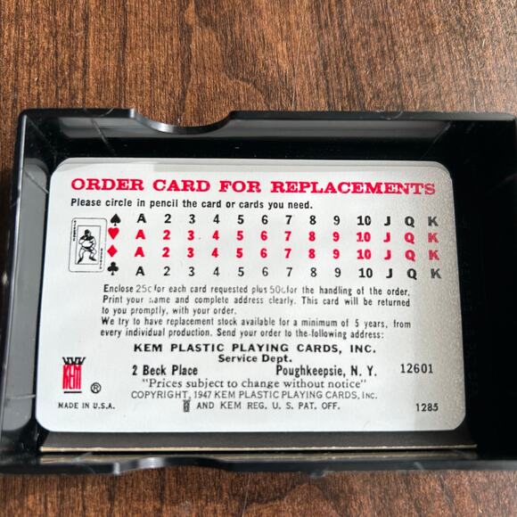 Vintage KEM Plastic Playing Cards – Florence Red with Case (USA) - Picture 5 of 6